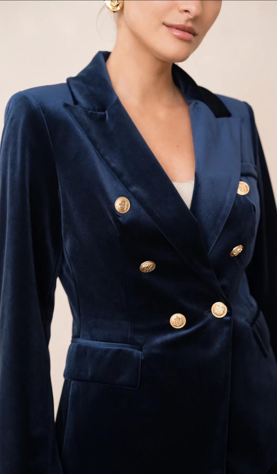 Ensemble en velours à double boutonnage