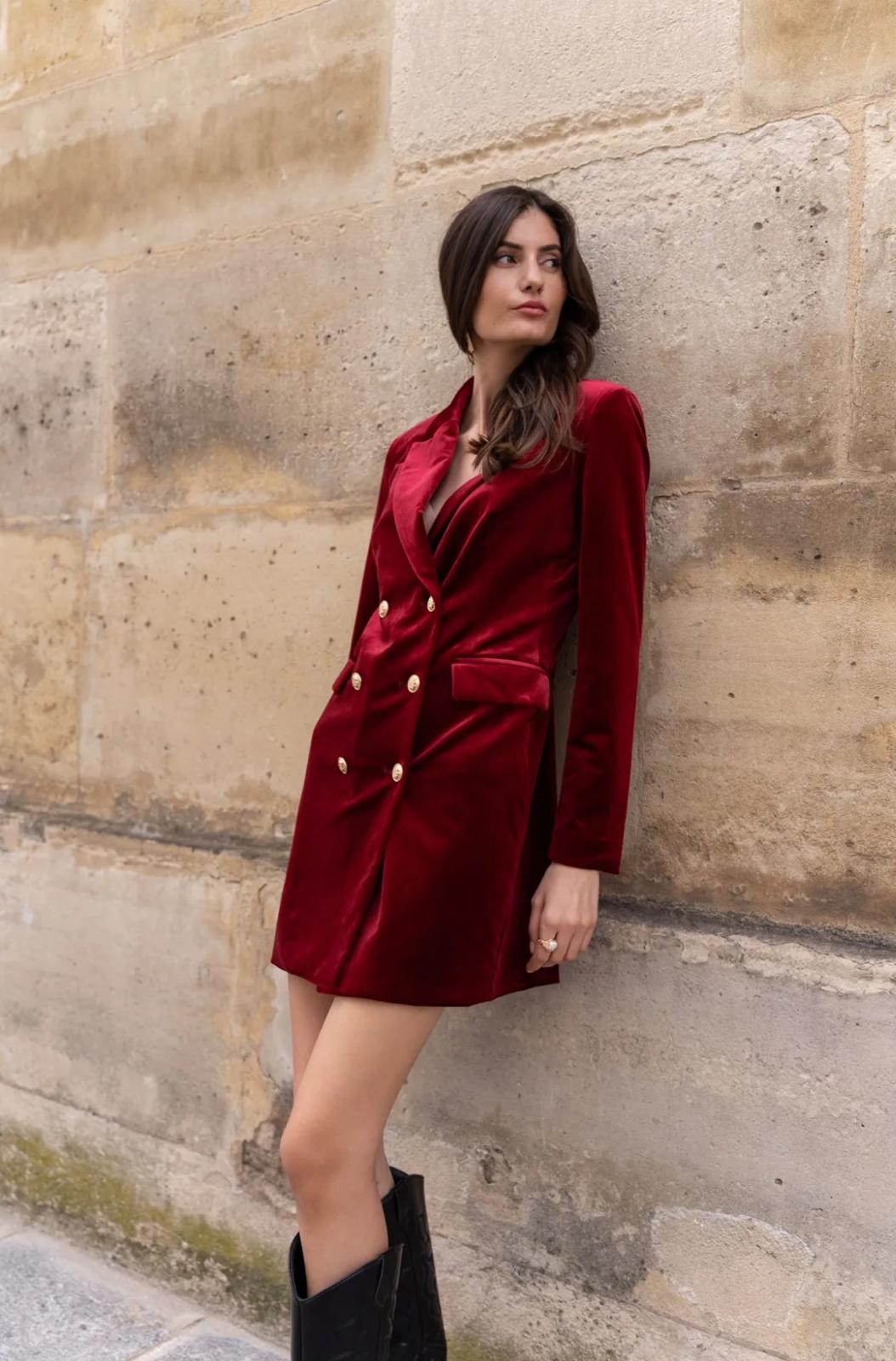 Robe blazer en velours