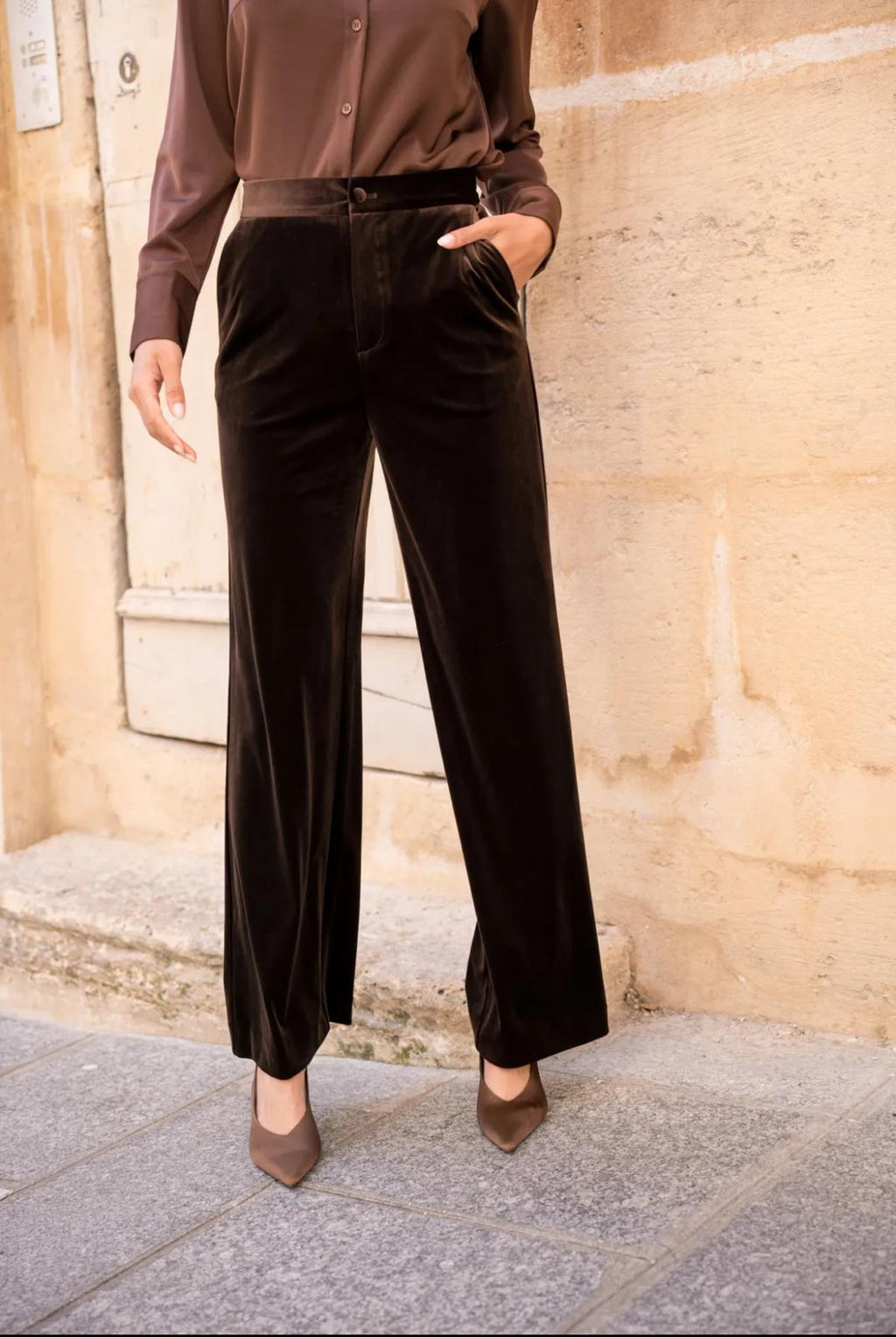 Pantalon Velours Brun Nuit