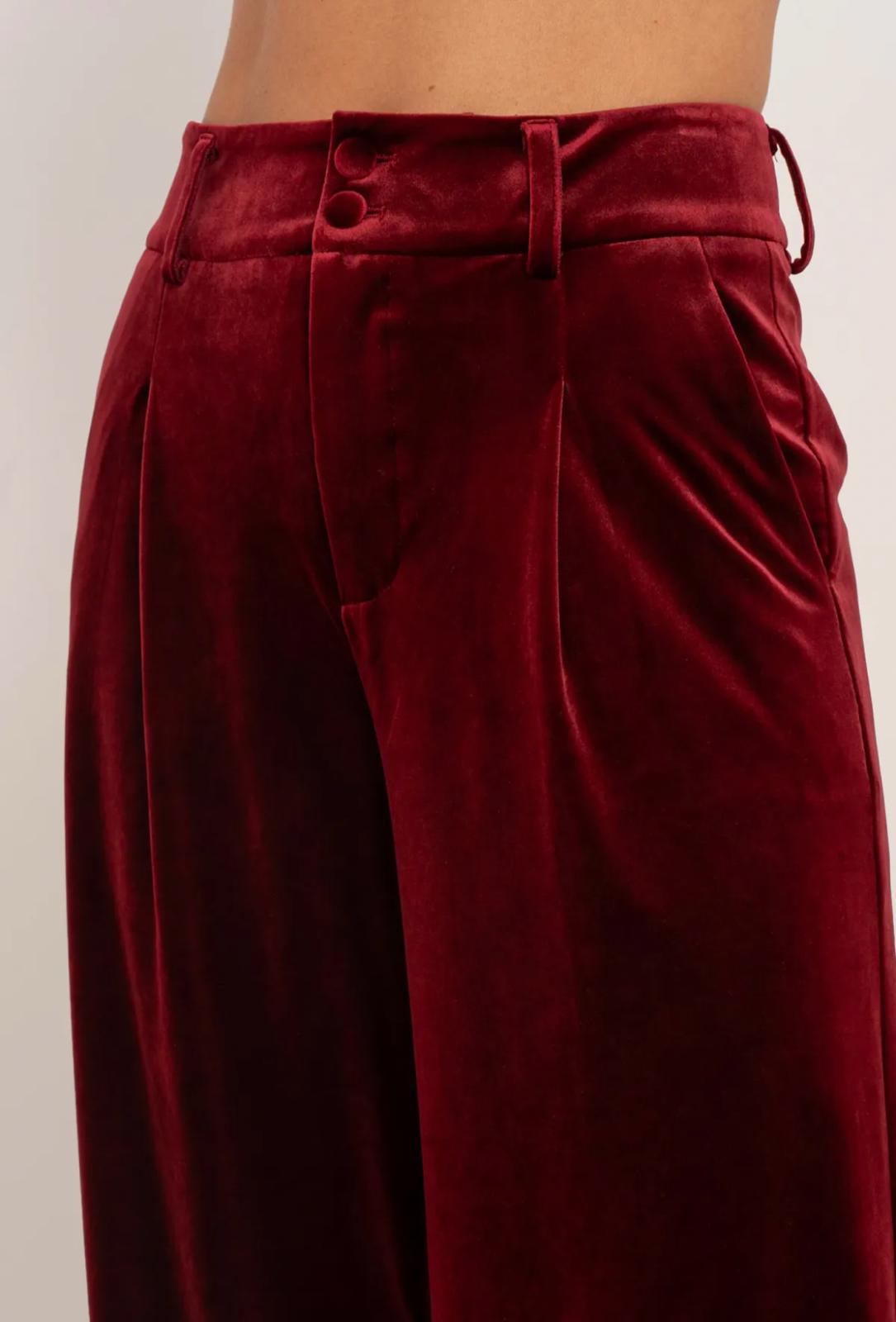 Pantalon Velours Bordeaux Élégance